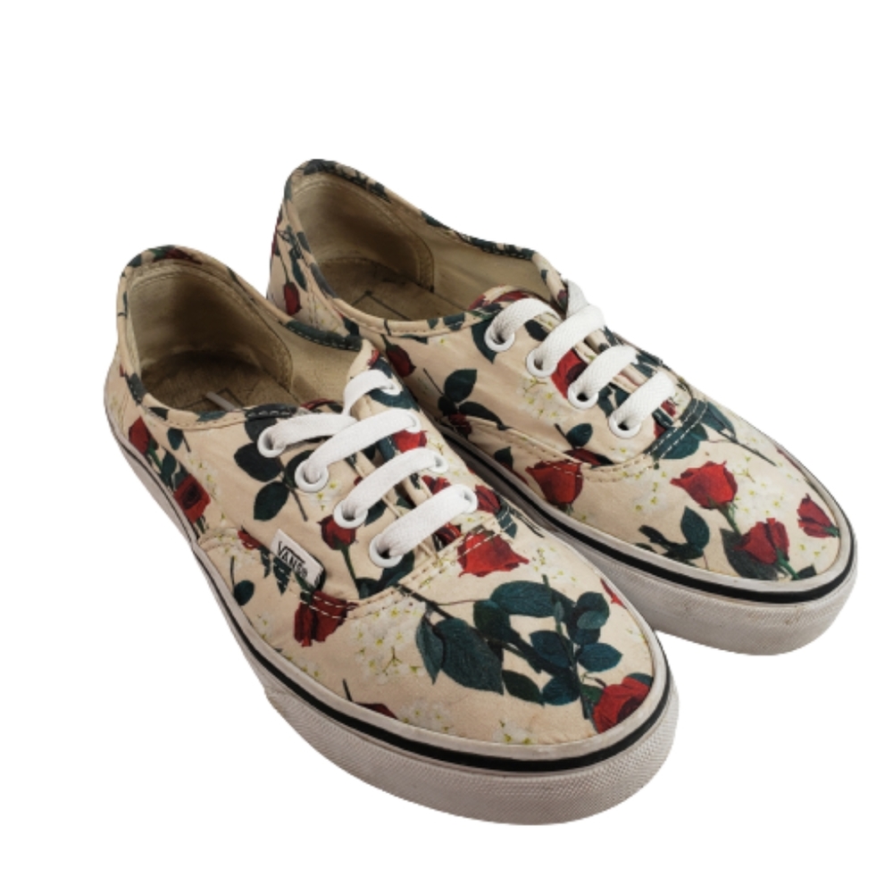 Vans Rose Print Laced Up Sneakers Men 5.5, W7.0